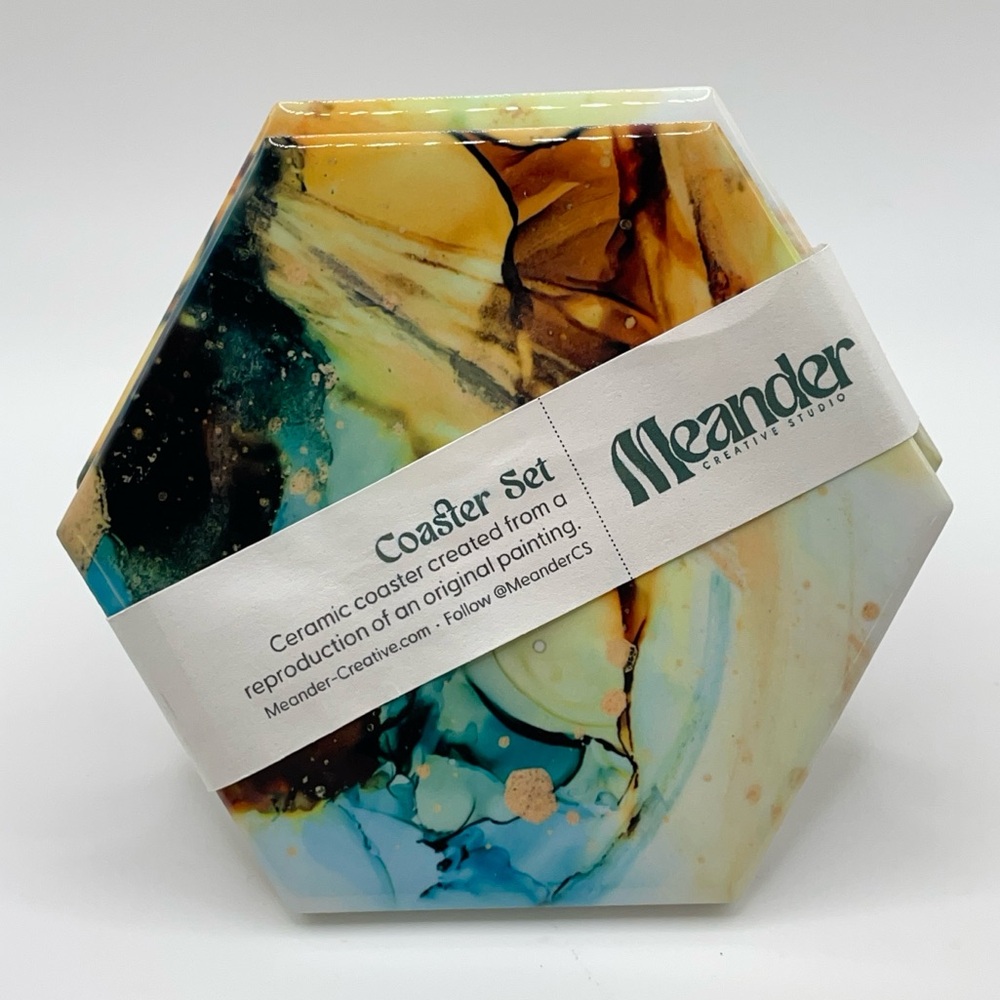 Gold Mint Coasters 2 Originals Heidi Derner Meander Creative Studio Minnesota